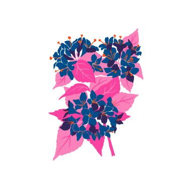 Çiçek elementleri. Çiçek ve yeşil yapraklar. Modern trend Matisse minimal tarzı. Çiçek posteri, davet. Tebrik kartı veya davet tasarımı için vektör düzenlemeleri