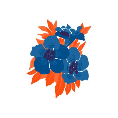 Çiçek elementleri. Çiçek ve yeşil yapraklar. Modern trend Matisse minimal tarzı. Çiçek posteri, davet. Tebrik kartı veya davet tasarımı için vektör düzenlemeleri