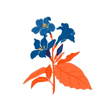 Çiçek elementleri. Çiçek ve yeşil yapraklar. Modern trend Matisse minimal tarzı. Çiçek posteri, davet. Tebrik kartı veya davet tasarımı için vektör düzenlemeleri