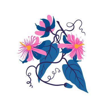 Çiçek elementleri. Çiçek ve yeşil yapraklar. Modern trend Matisse minimal tarzı. Çiçek posteri, davet. Tebrik kartı veya davet tasarımı için vektör düzenlemeleri