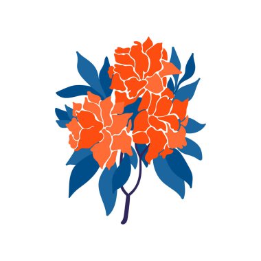 Çiçek elementleri. Çiçek ve yeşil yapraklar. Modern trend Matisse minimal tarzı. Çiçek posteri, davet. Tebrik kartı veya davet tasarımı için vektör düzenlemeleri