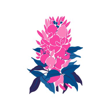 Çiçek elementleri. Çiçek ve yeşil yapraklar. Modern trend Matisse minimal tarzı. Çiçek posteri, davet. Tebrik kartı veya davet tasarımı için vektör düzenlemeleri