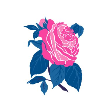 Çiçek elementleri. Çiçek ve yeşil yapraklar. Modern trend Matisse minimal tarzı. Çiçek posteri, davet. Tebrik kartı veya davet tasarımı için vektör düzenlemeleri