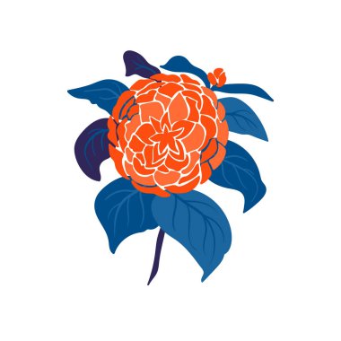 Çiçek elementleri. Çiçek ve yeşil yapraklar. Modern trend Matisse minimal tarzı. Çiçek posteri, davet. Tebrik kartı veya davet tasarımı için vektör düzenlemeleri