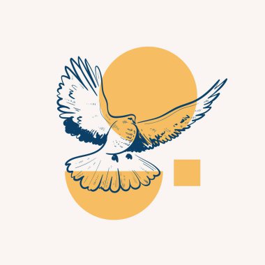 Barış illüstrasyonu. El mavi ve sarı renklerde çizilmiş. Poster, kart ve sosyal medya için vektör.