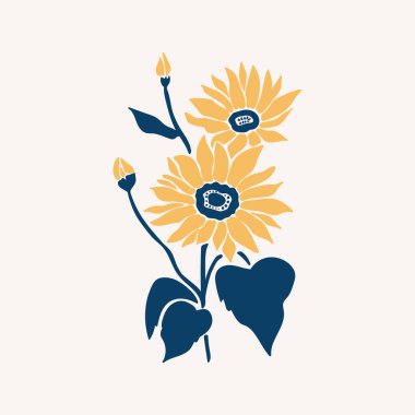 Barış illüstrasyonu. El mavi ve sarı renklerde çizilmiş. Poster, kart ve sosyal medya için vektör.