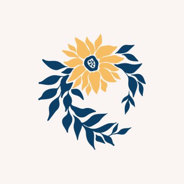 Barış illüstrasyonu. El mavi ve sarı renklerde çizilmiş. Poster, kart ve sosyal medya için vektör.