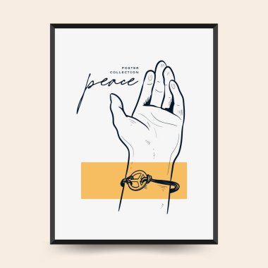 Barış Posteri vektör şablonu. Baskı için düzenlenebilir kart, dahili. Sarı ve Mavi.