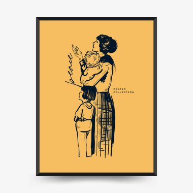 Barış Posteri vektör şablonu. Baskı için düzenlenebilir kart, dahili. Sarı ve Mavi.