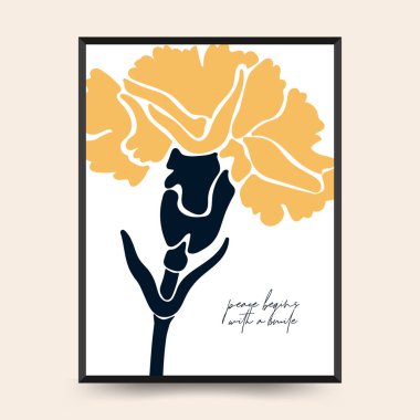 Barış Posteri vektör şablonu. Baskı için düzenlenebilir kart, dahili. Sarı ve Mavi.