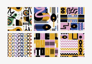 Soyut, pürüzsüz desen. Soyut modern trend vektör illüstrasyonu. Bauhaus geometrik desen arkaplanı.