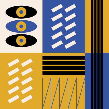 Soyut, pürüzsüz desen. Soyut modern trend vektör illüstrasyonu. Bauhaus geometrik desen arkaplanı.