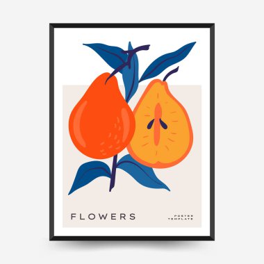 Soyut çiçek posterleri şablonu. Modern trend Matisse minimal tarzı. Pembe ve mavi renkler. Duvar kağıdı, duvar dekoru, baskı, kartpostal, kapak, şablon, pankart için el çizimi tasarımı. 