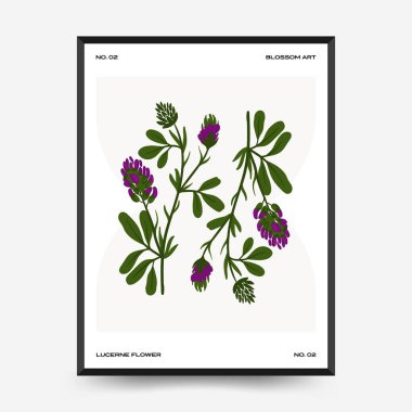 Soyut çiçek posterleri şablonu. Modern trend Matisse asgari stili.