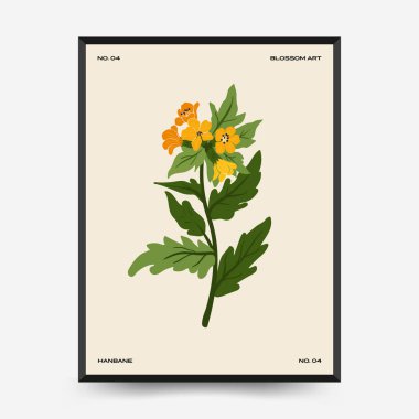 Soyut çiçek posterleri şablonu. Modern trend Matisse asgari stili.