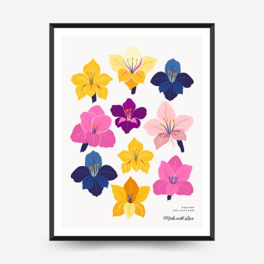 Soyut çiçek posterleri şablonu. Modern trend Matisse asgari stili.