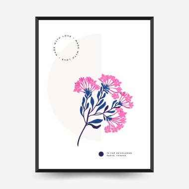 Soyut çiçek posterleri şablonu. Modern trend Matisse asgari stili.