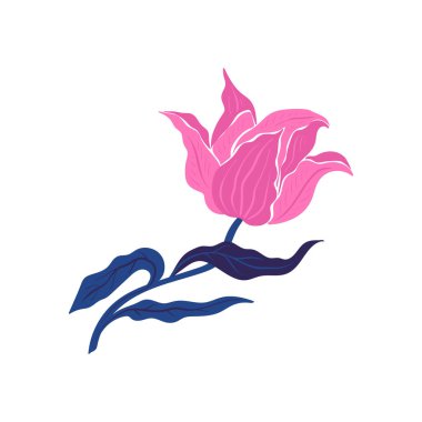 Çiçek elementleri. Çiçek ve yeşil yapraklar. Modern trend Matisse minimal tarzı. Çiçek posteri, davet. Tebrik kartı veya davet tasarımı için vektör düzenlemeleri