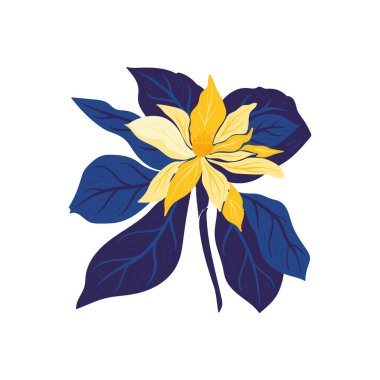 Çiçek elementleri. Çiçek ve yeşil yapraklar. Modern trend Matisse minimal tarzı. Çiçek posteri, davet. Tebrik kartı veya davet tasarımı için vektör düzenlemeleri