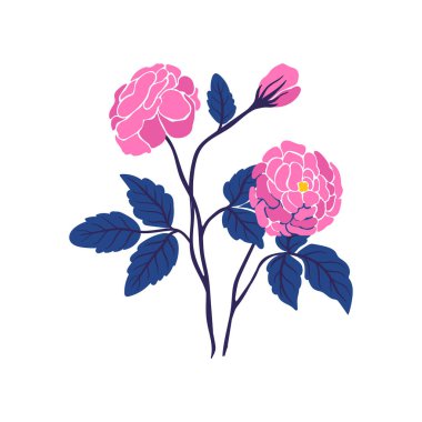 Çiçek elementleri. Çiçek ve yeşil yapraklar. Modern trend Matisse minimal tarzı. Çiçek posteri, davet. Tebrik kartı veya davet tasarımı için vektör düzenlemeleri