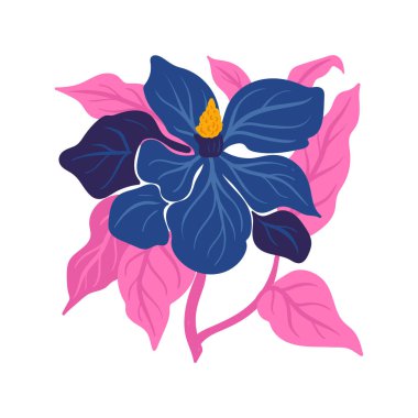 Çiçek elementleri. Çiçek ve yeşil yapraklar. Modern trend Matisse minimal tarzı. Çiçek posteri, davet. Tebrik kartı veya davet tasarımı için vektör düzenlemeleri