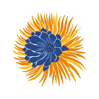 Çiçek elementleri. Çiçek ve yeşil yapraklar. Modern trend Matisse minimal tarzı. Çiçek posteri, davet. Tebrik kartı veya davet tasarımı için vektör düzenlemeleri