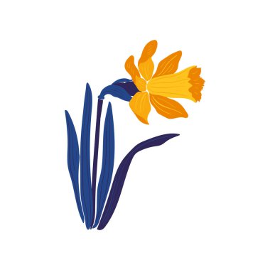 Çiçek elementleri. Çiçek ve yeşil yapraklar. Modern trend Matisse minimal tarzı. Çiçek posteri, davet. Tebrik kartı veya davet tasarımı için vektör düzenlemeleri