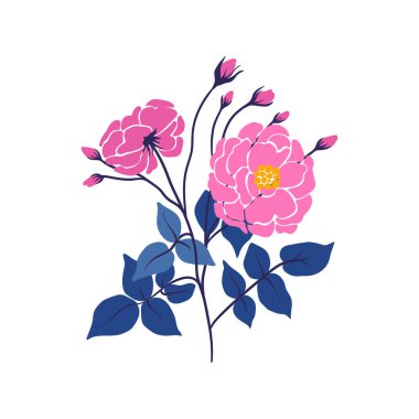 Çiçek elementleri. Çiçek ve yeşil yapraklar. Modern trend Matisse minimal tarzı. Çiçek posteri, davet. Tebrik kartı veya davet tasarımı için vektör düzenlemeleri