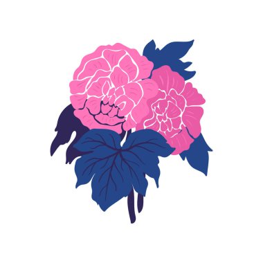 Çiçek elementleri. Çiçek ve yeşil yapraklar. Modern trend Matisse minimal tarzı. Çiçek posteri, davet. Tebrik kartı veya davet tasarımı için vektör düzenlemeleri