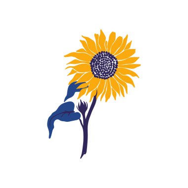 Çiçek elementleri. Çiçek ve yeşil yapraklar. Modern trend Matisse minimal tarzı. Çiçek posteri, davet. Tebrik kartı veya davet tasarımı için vektör düzenlemeleri