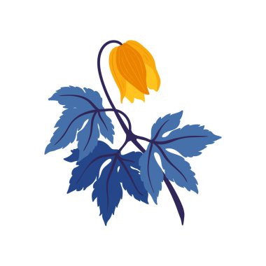 Çiçek elementleri. Çiçek ve yeşil yapraklar. Modern trend Matisse minimal tarzı. Çiçek posteri, davet. Tebrik kartı veya davet tasarımı için vektör düzenlemeleri