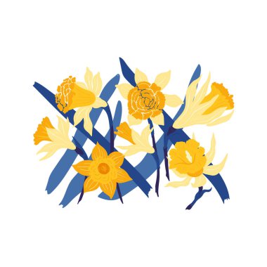 Çiçek elementleri. Çiçek ve yeşil yapraklar. Modern trend Matisse minimal tarzı. Çiçek posteri, davet. Tebrik kartı veya davet tasarımı için vektör düzenlemeleri