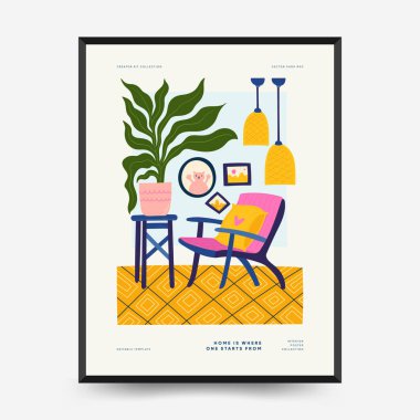 İç posterler şablonu. Modern trend Matisse asgari stili.