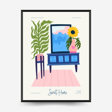 İç posterler şablonu. Modern trend Matisse asgari stili.