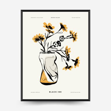 Soyut çağdaş orta yüzyıl modern mürekkep boho poster şablonu