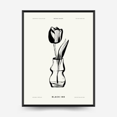 Soyut çağdaş orta yüzyıl modern mürekkep boho poster şablonu