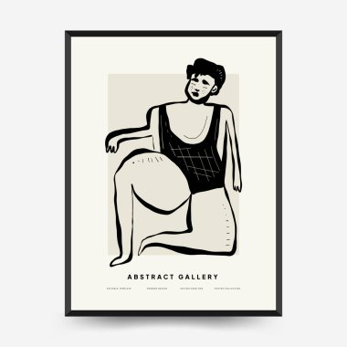 Soyut çağdaş orta yüzyıl modern mürekkep boho poster şablonu