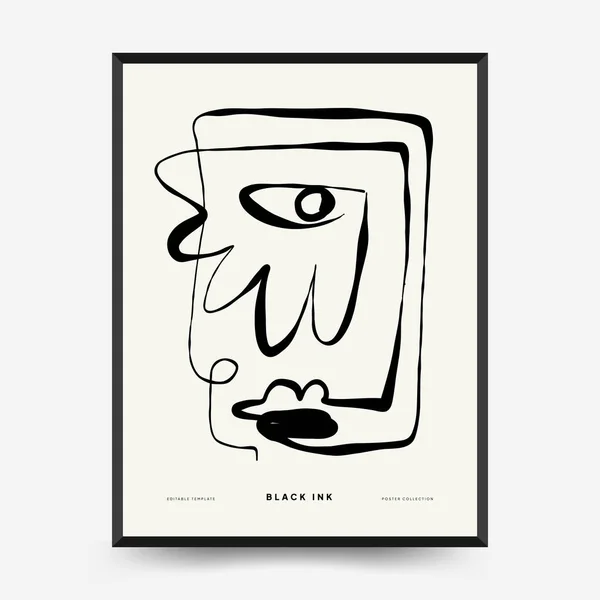 Abstract Contemporary Mid Century Modern Ink Boho Poster Template — Stockvector