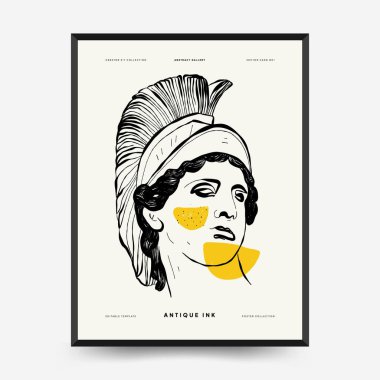 Antik heykeller dikey posterler. Modern kart, duvar sanatı.