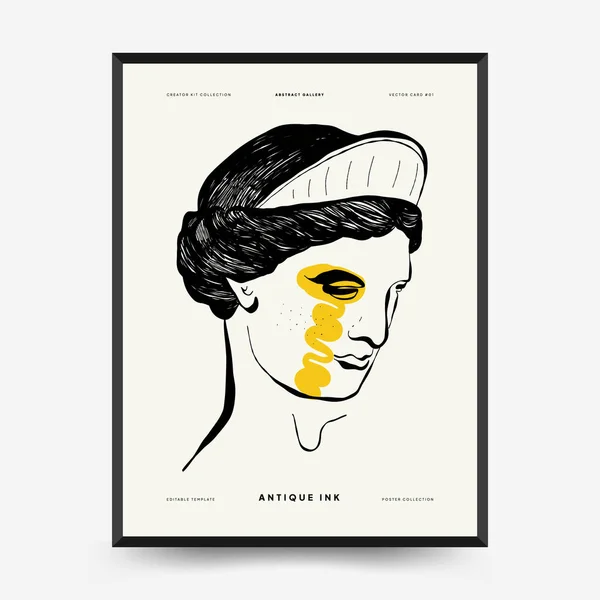 Antique Statues Vertical Posters Template Modern Card Wall Art — Stock Vector