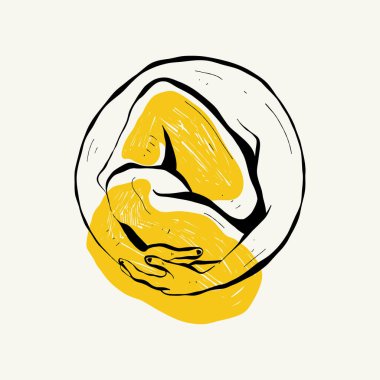 Antik tanrıça heykellerinin başlarının doğrusal çizimleri ve oyma tarzında mitolojik tanrı. Kafasında büyüyen dalla yaratıcı asgari doğrusal kadın vektörü.