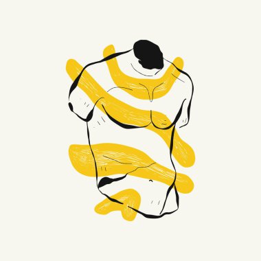 Antik tanrıça heykellerinin başlarının doğrusal çizimleri ve oyma tarzında mitolojik tanrı. Kafasında büyüyen dalla yaratıcı asgari doğrusal kadın vektörü.