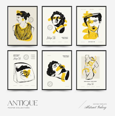 Antik heykeller dikey posterler. Modern kart, duvar sanatı.