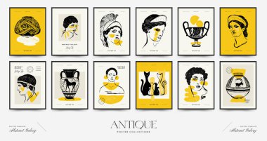 Antik heykeller dikey posterler. Modern kart, duvar sanatı.