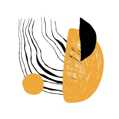 El çizimi şekiller ve karalama nesneleri. Soyut modern trend vektör illüstrasyonu.