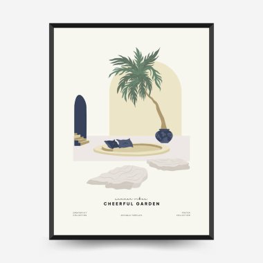 Doğa, bahçe ve manzara şablonu veya kartı. Çiçekler ve bitkiler evde ve dışarıda.