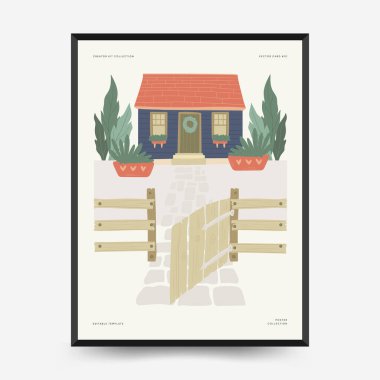 Doğa, bahçe ve manzara şablonu veya kartı. Çiçekler ve bitkiler evde ve dışarıda.