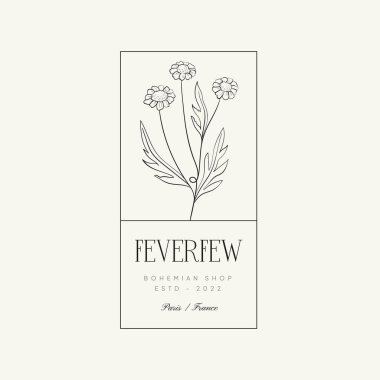 Markalaşma için klasik çiçek logosu şablonu çizimi