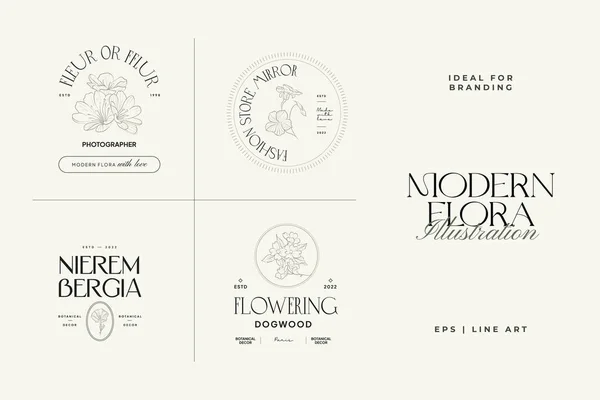 Vintage Flowers Vector Signs Logo Templates Retro Floral Illustration Classy — 스톡 벡터