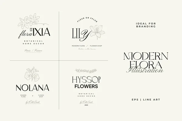 Vintage Flowers Vector Signs Logo Templates Retro Floral Illustration Classy — Stockvektor